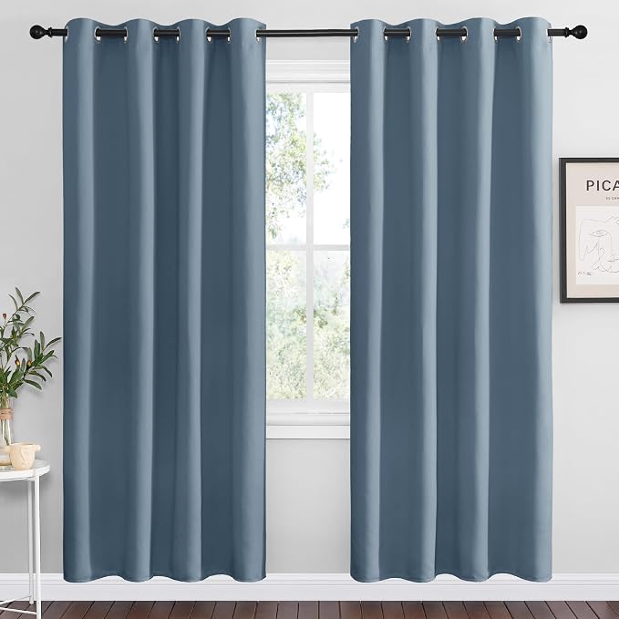 NICETOWN Smoky Blue Blackout Curtains 78 inches Length by NICETOWN