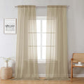 Lecloud Taupe Sheer Curtains 96 Inches Long 2 Panels, Modern Voile Solid by Lecloud