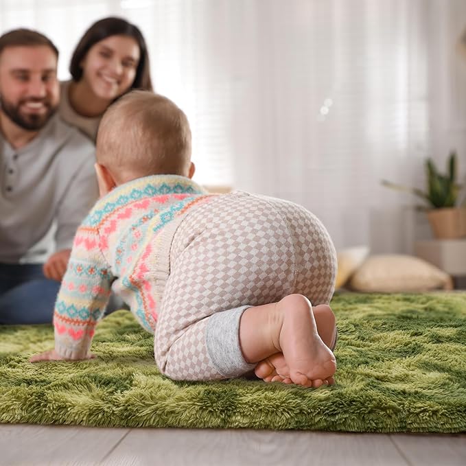 Goideal Fluffy Rug for Bedroom Living Room, 4x6 Green Area Rugs, Faux Fur Shag - Image 5