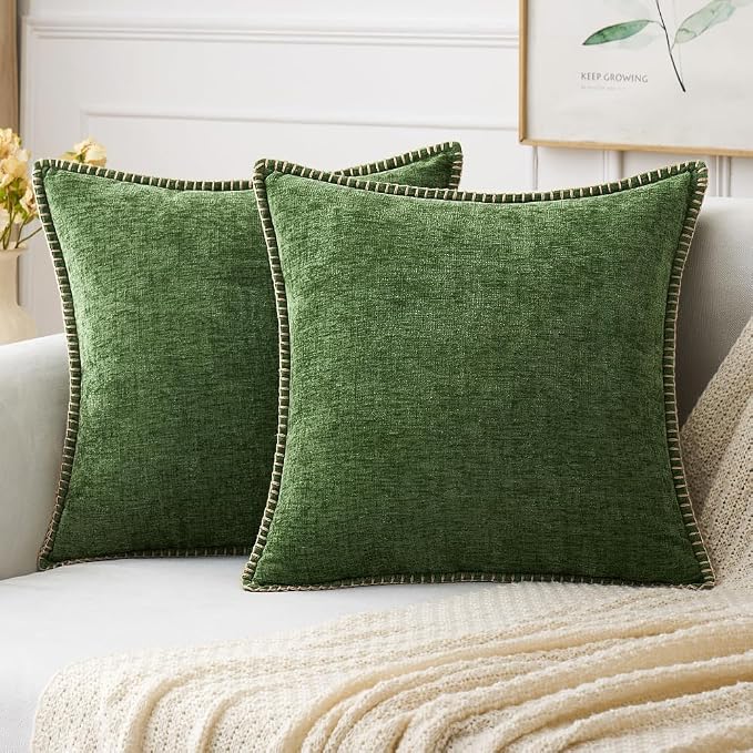 MIULEE Pack of 2 Christmas Pillow Covers 16x16 Inch Moss Green Farmhouse by MIULEE