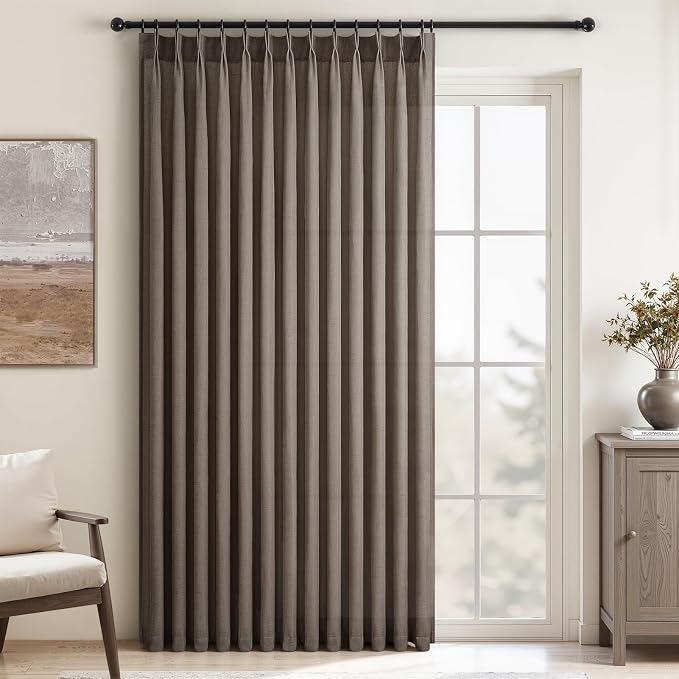 Topfinel Pinch Pleated Curtains 90 Inches Long 1 Panels Set, Dark Flax Semi by Topfinel