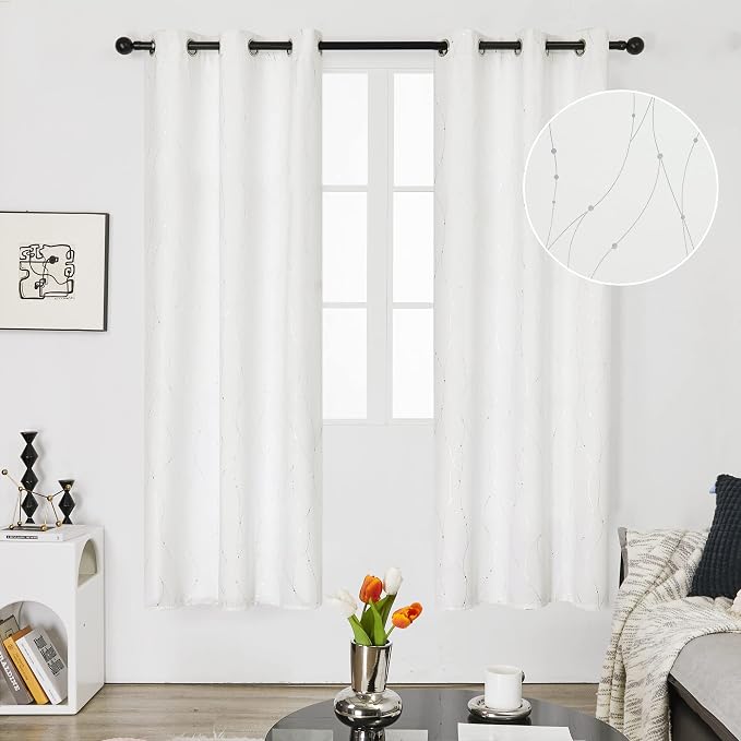 Deconovo White Curtains, Room Darkening Curtain, Thermal Insulated Soundproof - Image 2