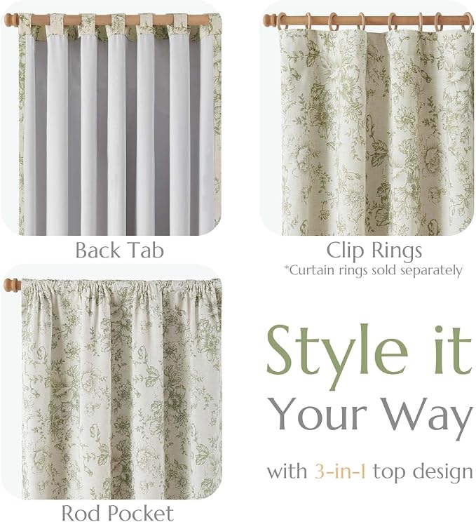 jinchan Blackout Floral Curtains - Image 4