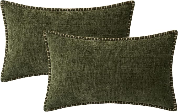 MIULEE Pack of 2 Couch Throw Pillow Covers 12x20 Inch Olive Green Farmhouse - Image 6