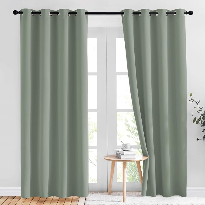 NICETOWN Blackout Sage Green Curtains 84 inch Length 2 Panels Set by NICETOWN