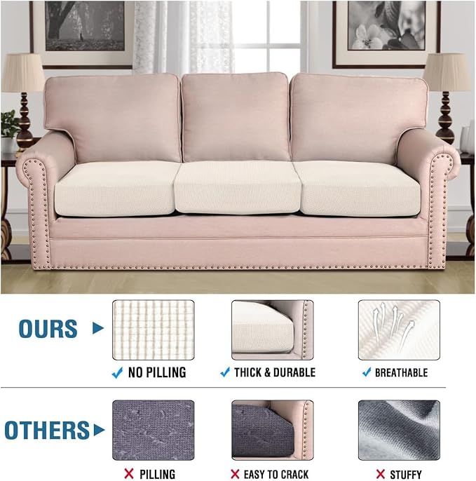 H.VERSAILTEX Super Stretch Individual Seat Cushion Cover Sofa Covers Couch - Image 2