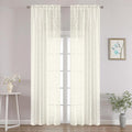Chyhomenyc Ivory Sheer Curtains 96 Inch Length 2 Panels Set, Light Filtering by Chyhomenyc
