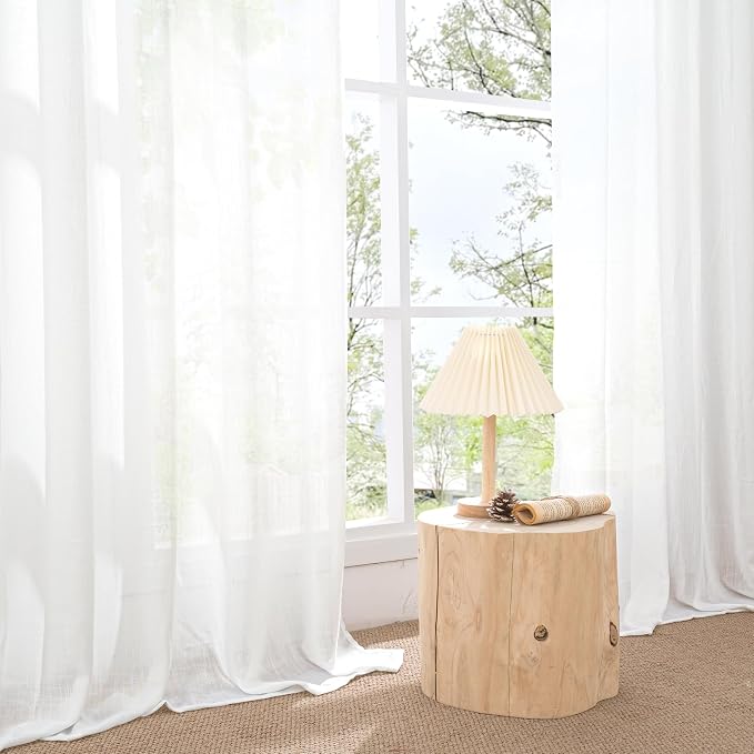 BGment White Semi Sheer Linen Curtains 63 Inch Length - Image 7