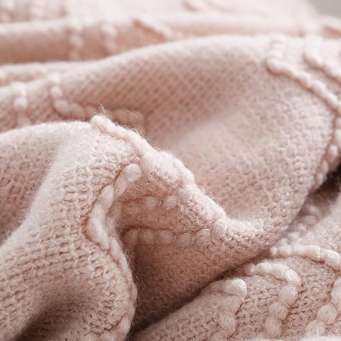 BOURINA Pink Throw Blanket 50 x90 Inches Throw Textured Solid Soft Sofa Throw - Image 5