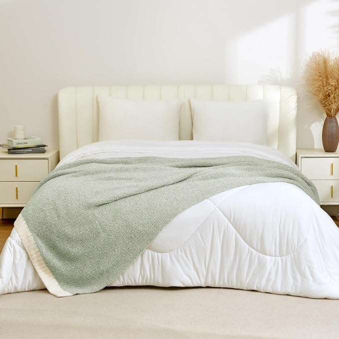 Snuggle Sac Sage Green Throw Blanket 50"x70", Super Soft Warm Microfiber - Image 3