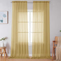 Simplebrand Gold Sheer Curtains 120 Inches Long, Extra Long Rod Pocket Solid by Simplebrand