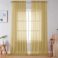 Simplebrand Gold Sheer Curtains 108 Inches Long, Extra Long Rod Pocket Solid by Simplebrand