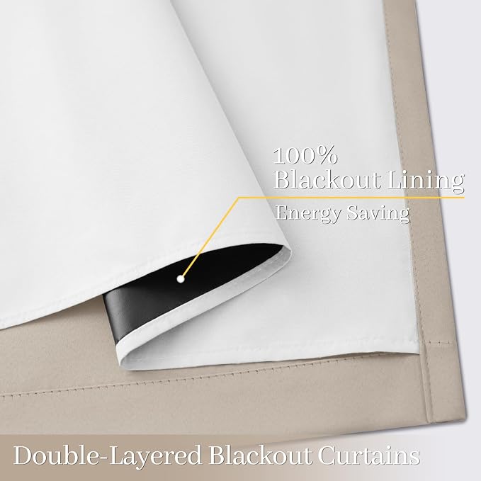 Yakamok 100% Blackout Curtain Panels 84 inches Cold and Light Blocking Drapes - Image 4