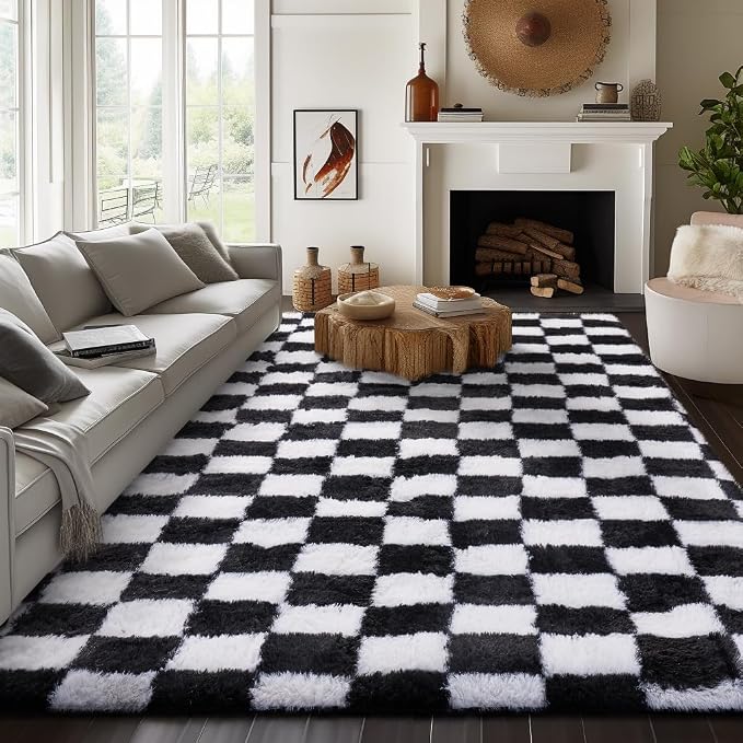 Ophanie Checkered Black & White Rug - Image 3