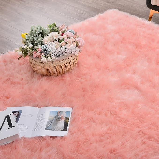 ORINOVA Pink Washable Fluffy Circle Rugs - Image 9