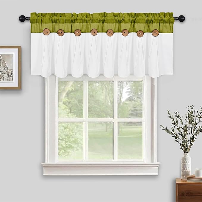 FRAMICS Farmhouse Valance Curtains, Boho Cotton Linen Kitchen Valance, Rustic - Image 3