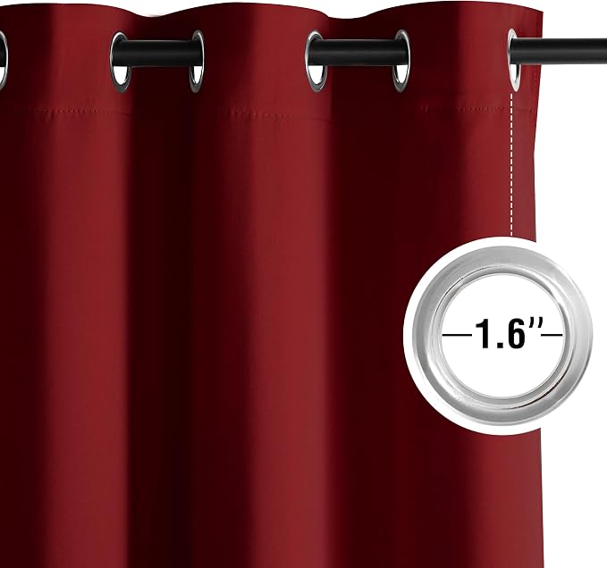 NICETOWN Room Darkening Draperies Curtains Panels, 2 Panels Burgundy Red W52 x - Image 4