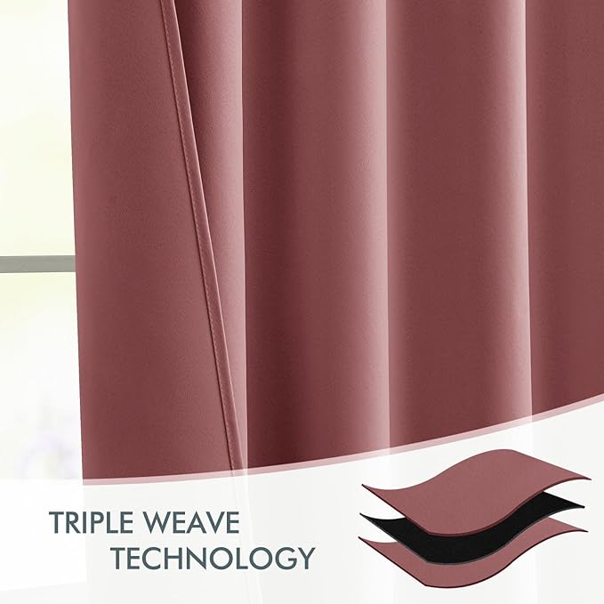 MIULEE Dusty Rose Back Tab Blackout Curtains 63 Inch Length 2 Panels Set - Image 7