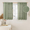 LAMIT Kitchen Linen Curtains 40 Inch Length 2 Panels, Sage Green Semi Sheer by LAMIT