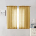 Lecloud Gold Sheer Curtains 54 Inch Length 2 Panels, Light Filtering Voile by Lecloud