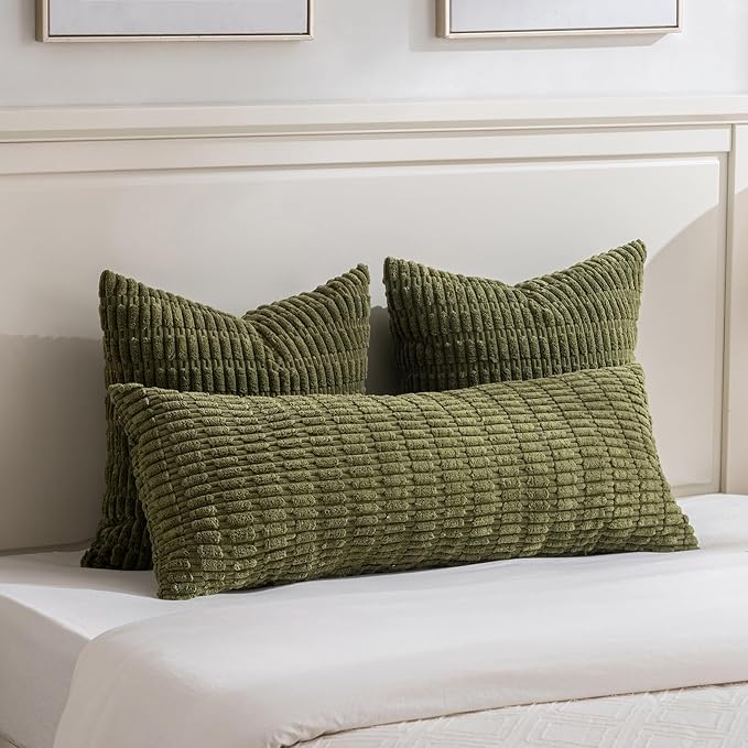 Fancy Homi 4 Packs Boho Moss Green Decorative Throw Pillow Covers 26x26 Inch - Image 5