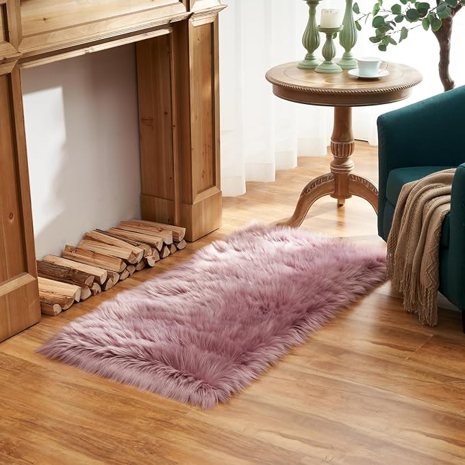 EasyJoy Ultra Soft Fluffy Shaggy Area Rug Faux Fur Rug Chair Cover Seat Pad by EasyJoy