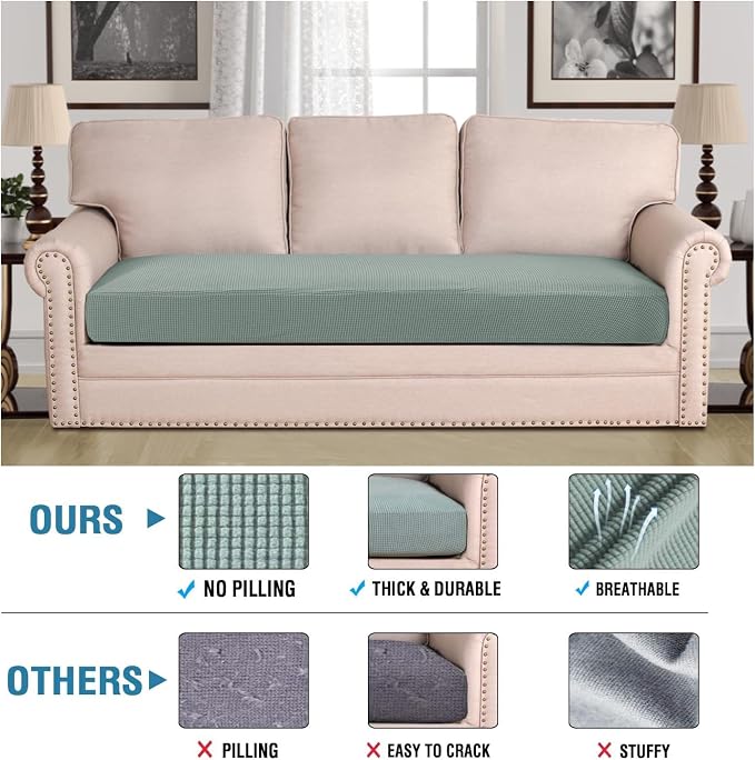 H.VERSAILTEX Super Stretch Individual Seat Cushion Covers Sofa Covers Couch - Image 2