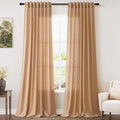 Extra Long Camel Linen Curtain 108 Inches Long 2 Panels Set Back Tab Drapes by Nanspring