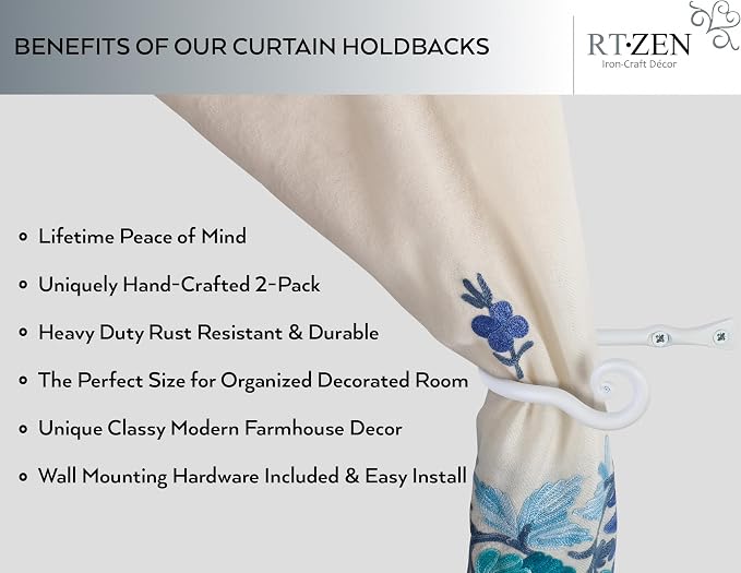 RTZEN Decorative Metal Curtain Tiebacks - Image 2