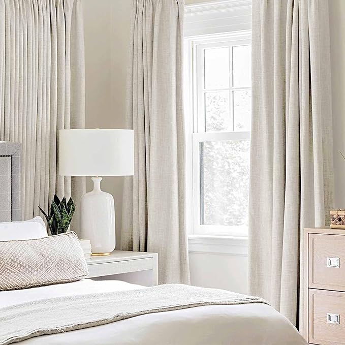 MIULEE Linen Texture Curtains for Bedroom Solid 100% Blackout Thermal Insulated - Image 2