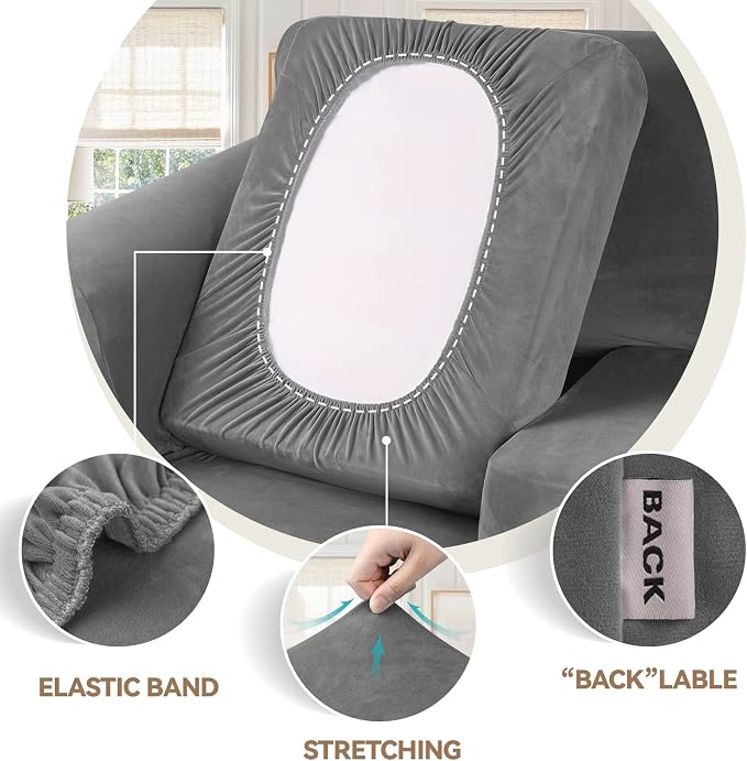 WEERRW 4 Pieces Velvet High Stretch Couch Covers - Image 3