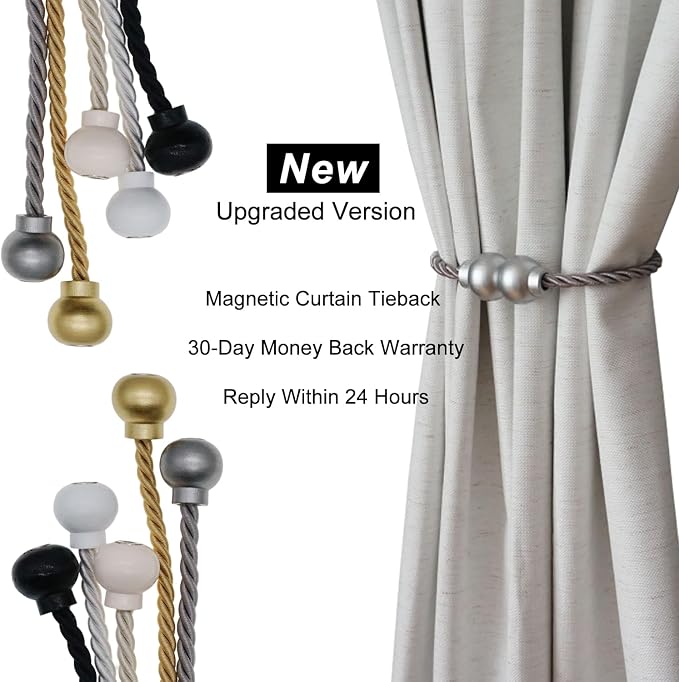 6 Pack Magnetic Curtain Tiebacks Modern Handmade Rope Curtain Tie Backs - Image 7