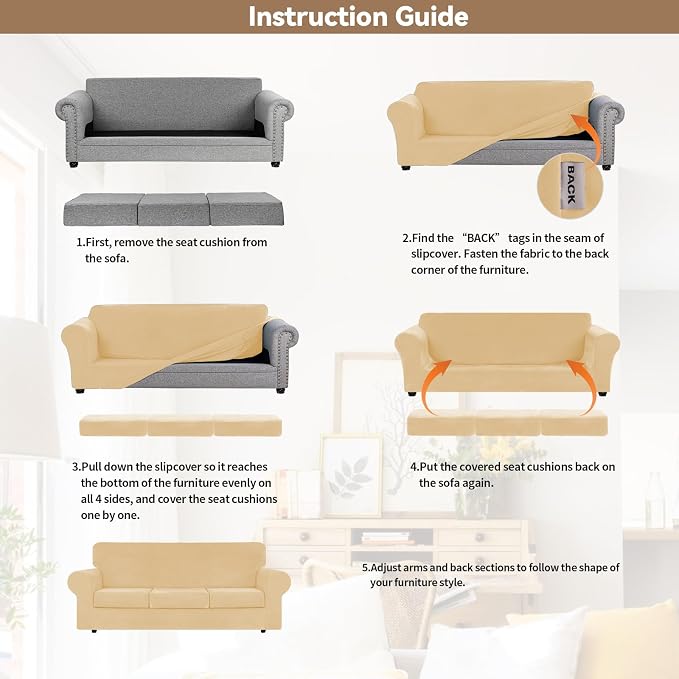 WEERRW 4 Pieces Velvet High Stretch Couch Covers - Image 5