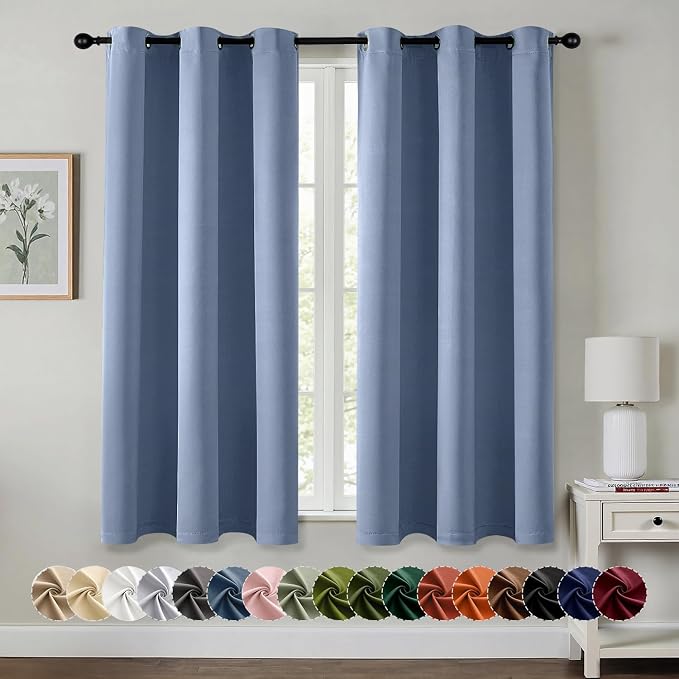 MIULEE Denim Blue Blackout Curtains by MIULEE