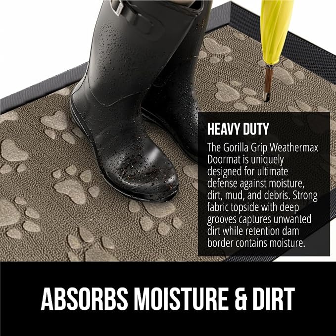 GORILLA GRIP 100% Waterproof All-Season WeatherMAX Doormat 35x23, US Designed - Image 4