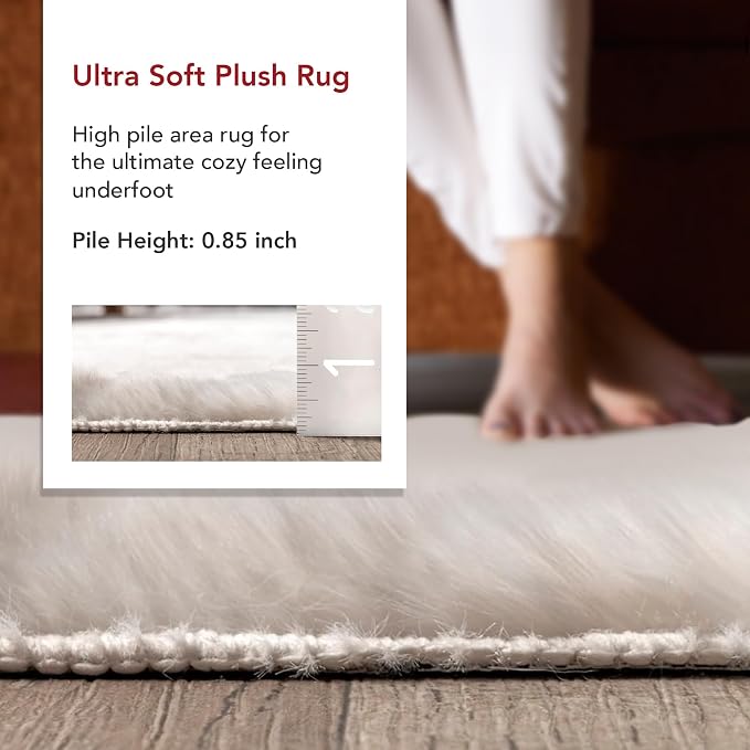 nuLOOM Nia White/Ivory, Cozy Shag, Fluffy and Soft, High Traffic, Stain - Image 2