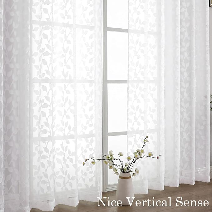 Chyhomenyc Extra Long White Sheer Curtains 108 Inch Length 2 Panels Set - Image 9