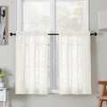 Simplebrand Semi Sheer Ivory Curtains 36 Inch Length 2 Panels, Geometric by Simplebrand
