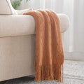 BOURINA Almond Throw Blanket 60x80 Inches Throw Textured Solid Soft Sofa Throw by BOURINA