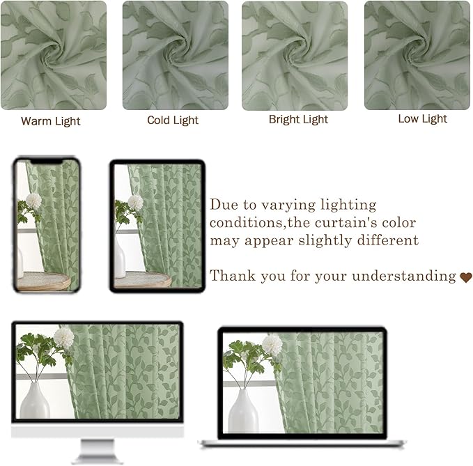 Chyhomenyc Extra Long Sage Green Sheer Curtains 108 Inch Length 2 Panels Set - Image 3
