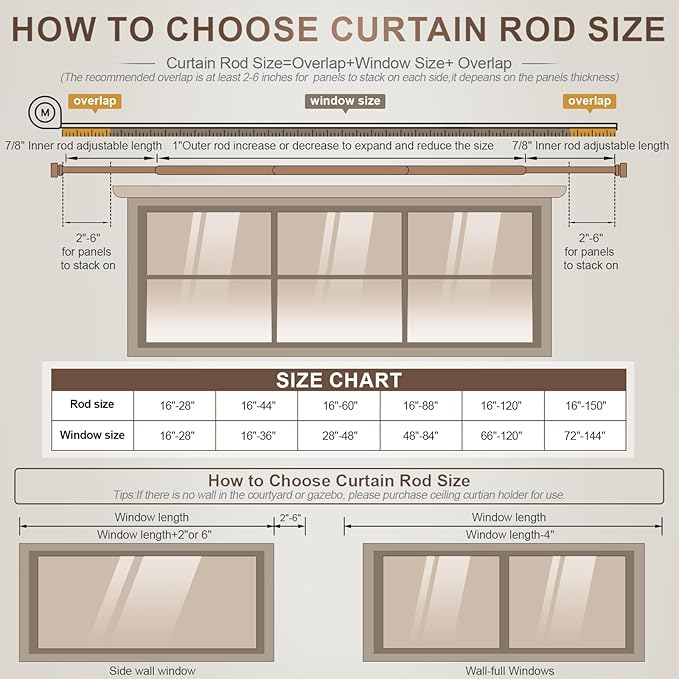 Lootkell 2 Pack Modern Brown Curtain Rods Set - Image 8