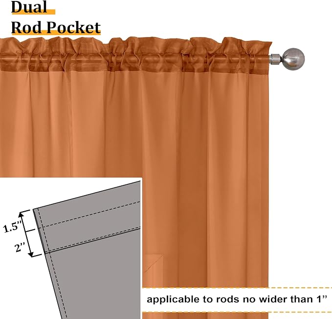 Aiyufeng Orange Sheer Curtains 72 Inch Length 2 Panels Set, Light Filtering - Image 4