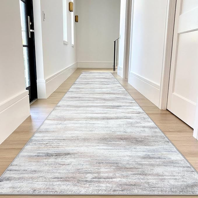 KOZYFLY Modern Abstract Kitchen Runner Rug, 2.6x12 Washable Rug Runner Non-Slip by KOZYFLY