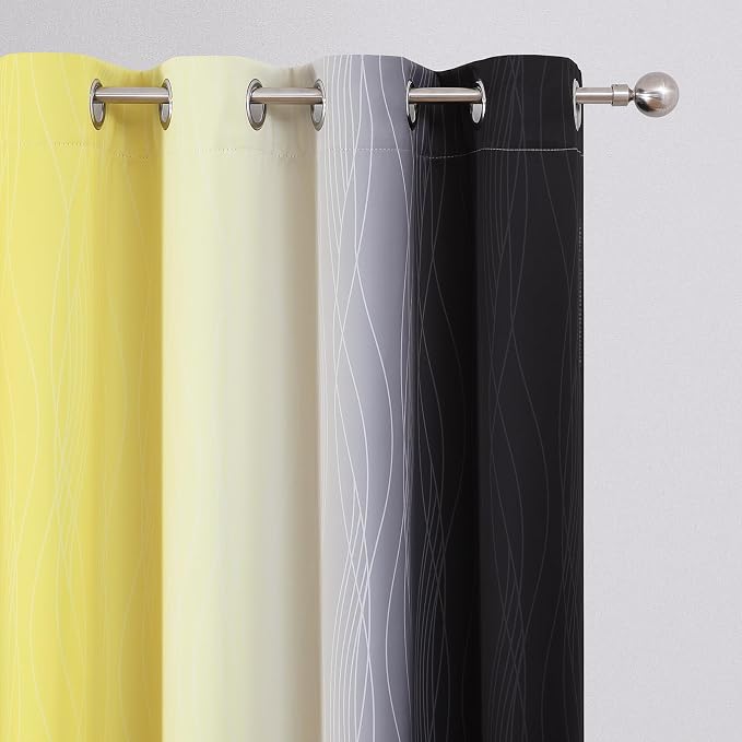Black and Yellow Ombre Blackout Curtains 90 Inches Long | Room Darkening - Image 4