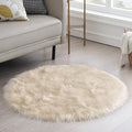 Ciicool Beige Fluffy Round Fur Area Rug by CIICOOLHomeDeco