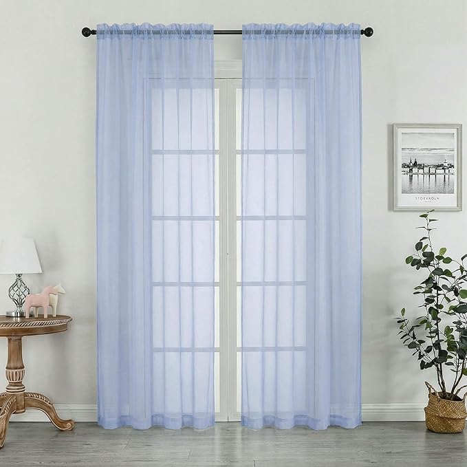 OWENIE Sheer Curtains 84 inches Long 2 Panels Set by OWENIE