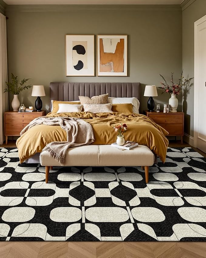 Latte&Fog 6x9 Area Rugs for Living Room Bedroom, Boho Non Slip Low Pile Carpet - Image 4