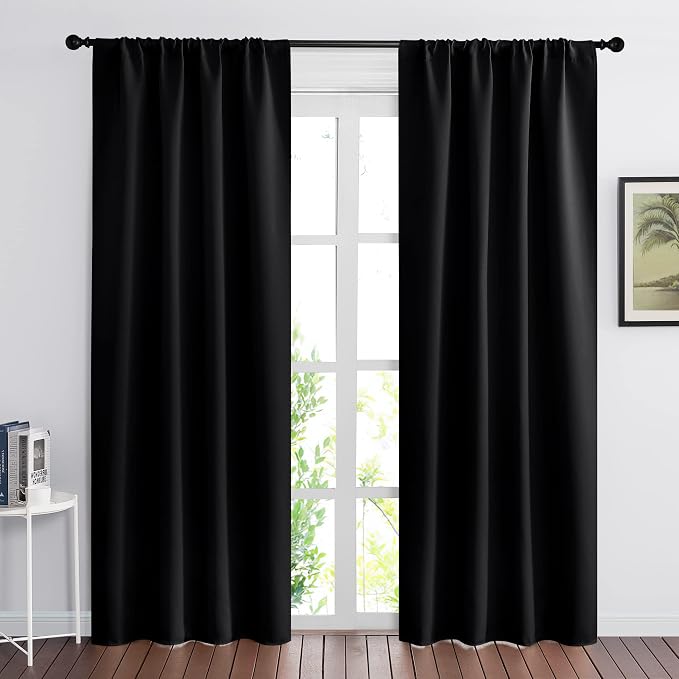 RYB HOME 2 Panels Blackout Doorway Curtains, Thermal Insulated Privacy Rod by RYBHOME