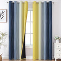 Estelar Textiler Navy Blue and Yellow Gradient Blackout Curtains by ESTELARTEXTILER