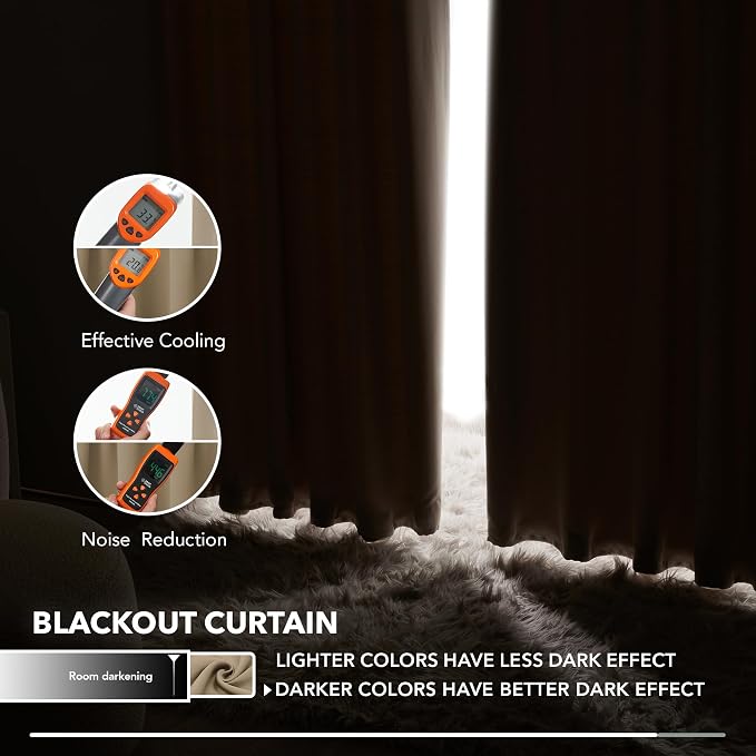 Deconovo Blackout Curtains for Kitchen Window Back Tab and Rod Pocket Curtains - Image 5